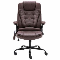 vidaXL Massagekantoorstoel kunstsuède donkerbruin