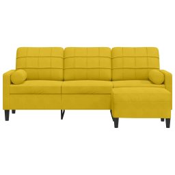 vidaXL Driezitsbank met voetenbank 180 cm fluweel geel