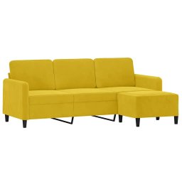 vidaXL Driezitsbank met voetenbank 180 cm fluweel geel