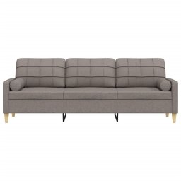 vidaXL 3-zitsbank met sierkussens 210 cm stof taupe