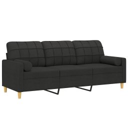 vidaXL Driezitsbank met sierkussens 180 cm stof zwart