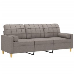 vidaXL Driezitsbank met sierkussens 180 cm stof taupe