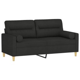 vidaXL Tweezitsbank met sierkussens 140 cm stof zwart