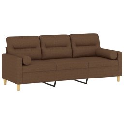 vidaXL Driezitsbank met sierkussens 180 cm stof bruin