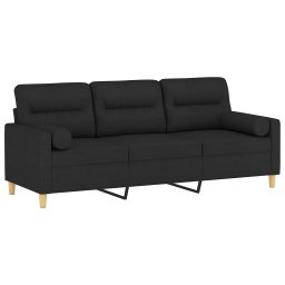 vidaXL Driezitsbank met sierkussens 180 cm stof zwart