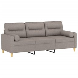 vidaXL Driezitsbank met sierkussens 180 cm stof taupe