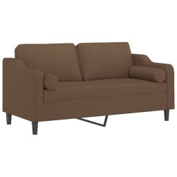 vidaXL Tweezitsbank met sierkussens 140 cm stof bruin