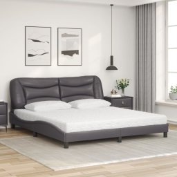 vidaXL Bed met matras "Hvar" kunstleer grijs 180x200 cm