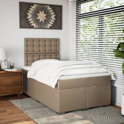 vidaXL Boxspringbed met matras kunstleer cappuccinokleurig 120x190 cm