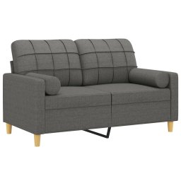 vidaXL Tweezitsbank met sierkussens 120 cm stof donkergrijs