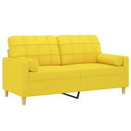 vidaXL Tweezitsbank met sierkussens 140 cm stof lichtgeel