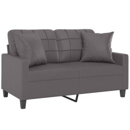 vidaXL Tweezitsbank met sierkussens 120 cm kunstleer grijs