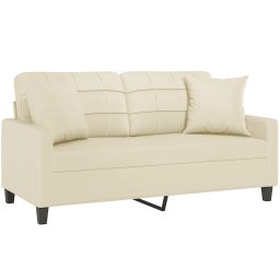 vidaXL Tweezitsbank met sierkussens 140 cm kunstleer crèmekleurig