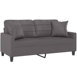 vidaXL Tweezitsbank met sierkussens 140 cm kunstleer grijs