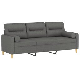 vidaXL Driezitsbank met sierkussens 180 cm stof donkergrijs
