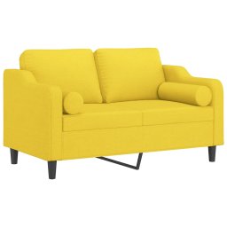 vidaXL Tweezitsbank met sierkussens 120 cm stof lichtgeel
