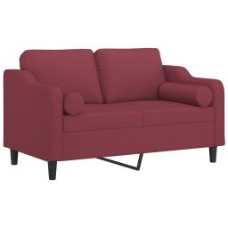 vidaXL Tweezitsbank met sierkussens 120 cm stof wijnrood