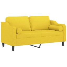 vidaXL Tweezitsbank met sierkussens 140 cm stof lichtgeel