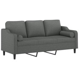 vidaXL Driezitsbank met sierkussens 180 cm stof donkergrijs