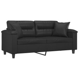 vidaXL Tweezitsbank met sierkussens 140 cm kunstleer zwart