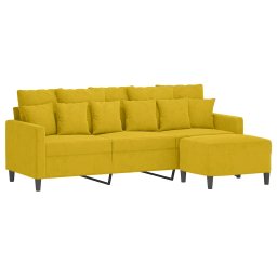 vidaXL Driezitsbank met voetenbank 180 cm fluweel geel