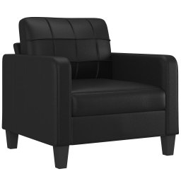 vidaXL 3-delige Loungeset met kussens kunstleer zwart