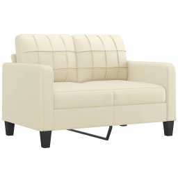 vidaXL 2-delige Loungeset met kussens kunstleer crèmekleurig