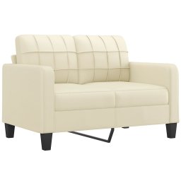 vidaXL 3-delige Loungeset met kussens kunstleer crèmekleurig