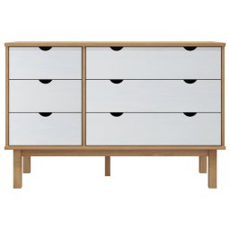 vidaXL Ladekast OTTA 111x43x73,5 cm massief grenenhout bruin en wit
