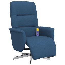 vidaXL Massagestoel verstelbaar met voetensteun stof blauw
