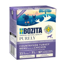 Voordeelpakket: 12x370g Bozita Purely Paté Puppy & Junior Kalkoen natvoer voor honden