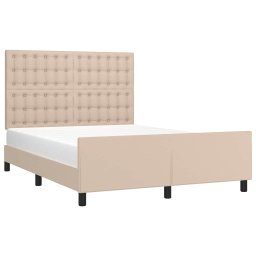 vidaXL Bedframe met hoofdbord kunstleer cappucinnokleurig 140x190 cm