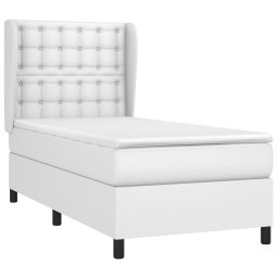 vidaXL Boxspring met matras kunstleer wit 90x200 cm