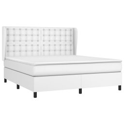 vidaXL Boxspring met matras kunstleer wit 160x200 cm