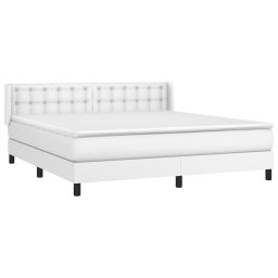 vidaXL Boxspring met matras kunstleer wit 160x200 cm