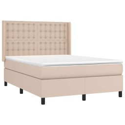 vidaXL Boxspring met matras kunstleer cappuccinokleurig 140x190 cm