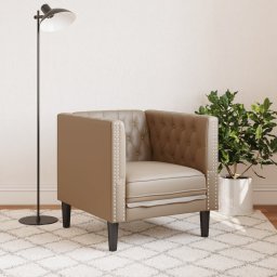 vidaXL Fauteuil Chesterfield-stijl kunstleer cappuccinokleurig