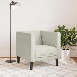 vidaXL Fauteuil Chesterfield-stijl fluweel crèmekleurig