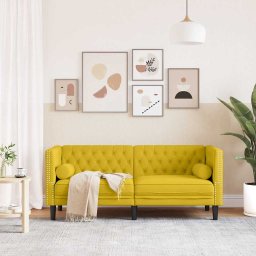 vidaXL Tweezitsbank Chesterfield-stijl en bolsters fluweel geel