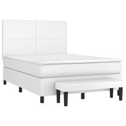 vidaXL Boxspring met matras kunstleer wit 140x190 cm