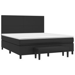 vidaXL Boxspring met matras kunstleer zwart 160x200 cm