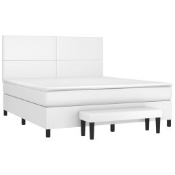 vidaXL Boxspring met matras kunstleer wit 160x200 cm