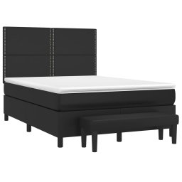 vidaXL Boxspring met matras kunstleer zwart 140x190 cm