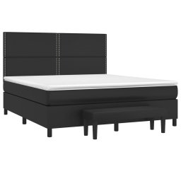 vidaXL Boxspring met matras kunstleer zwart 180x200 cm