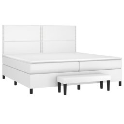 vidaXL Boxspring met matras kunstleer wit 200x200 cm