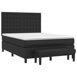 vidaXL Boxspring met matras kunstleer zwart 140x190 cm