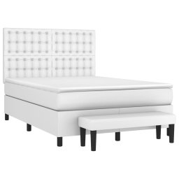 vidaXL Boxspring met matras kunstleer wit 140x190 cm