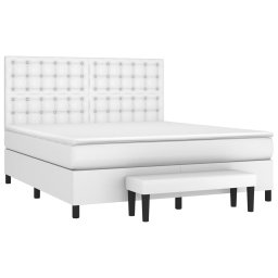 vidaXL Boxspring met matras kunstleer wit 160x200 cm