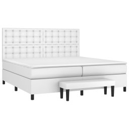 vidaXL Boxspring met matras kunstleer wit 200x200 cm
