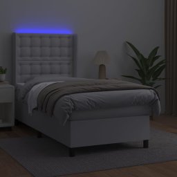 vidaXL Boxspring met matras en LED kunstleer wit 90x190 cm
